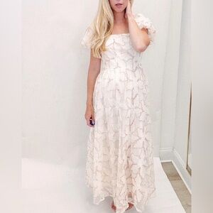 Elegant White Lace Maxi Dress